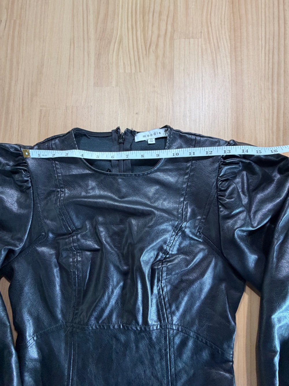 moodie Black Faux Leather Mini Dress B12 - Picture 5 of 12